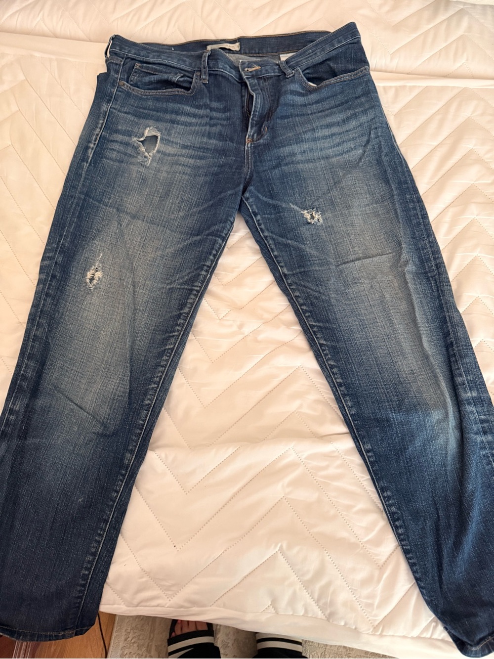 Banana Republic Faded Dark Blue Skinny Jeans with Light Distressing